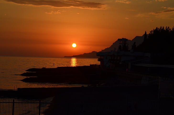coucher de soleil, mer, coucher de soleil sur la mer, la Crimée