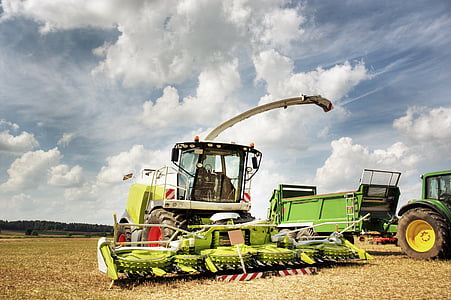 menggabungkan harvester, mesin pertanian, traktor, panen biji, panen, kendaraan, musim panas