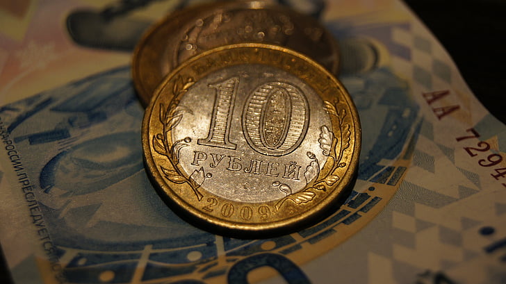 rubel, makro, penge, mønt, Rusland, mønter