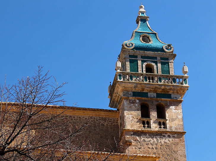 bell tower, tower, great, church, mediterranean, mallorca, masonry