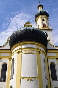 Gereja, Gereja ziarah, rumah ibadah, tempat ziarah, Biberbach, musim panas, fasad