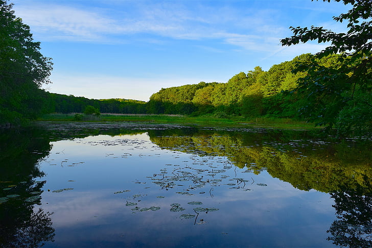 See, Wasser, Reflexion, Natur, Landschaft, Blau, Himmel