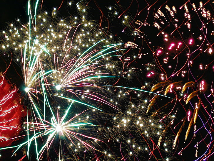 Πρωτοχρονιάτικο ρεβεγιόν, πυροτεχνήματα, φόντο, φωτογραφία μοντάζ, Καρναβάλι, Φεστιβάλ, ημέρα της Πρωτοχρονιάς