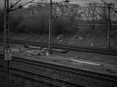 railway rails, black and white, railway tracks, railway line, railway, black white, seemed