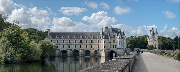 a Château de chenonceau, Franciaország, Castle, építészet, híres, látványosságok, épület