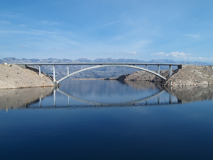 pageru most, Chorvatsko, Dalmácie, ostrov pag, Já?, voda, modrá