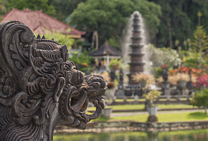 bali, water palace, holiday, places of interest, dragon, statue, around the world