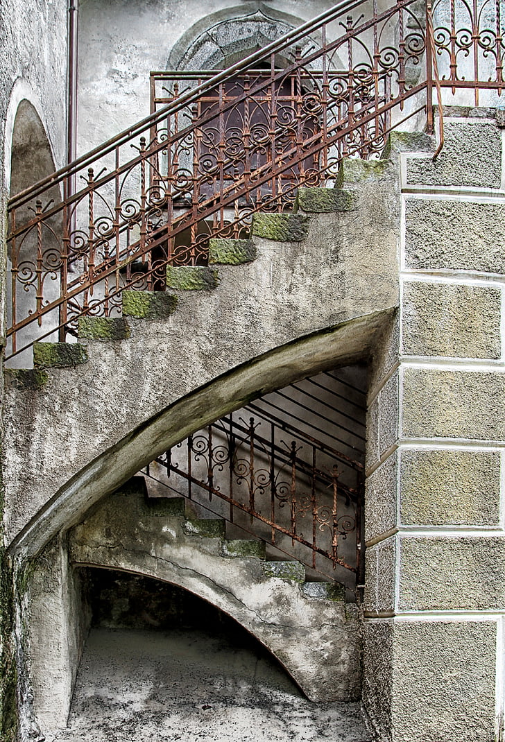 castle, stone stairway, historically, fortress, architecture