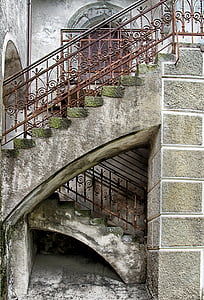 Castle, kő lépcső, történelmileg, erőd, építészet