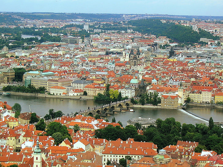Prague, Pont Charles, vue, capital, Moldavie, Tourisme, Panorama