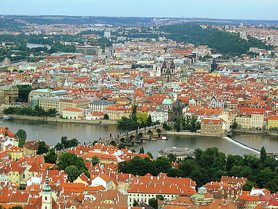 Prága, Károly-híd, nézet, tőke, Moldova, turizmus, panoráma