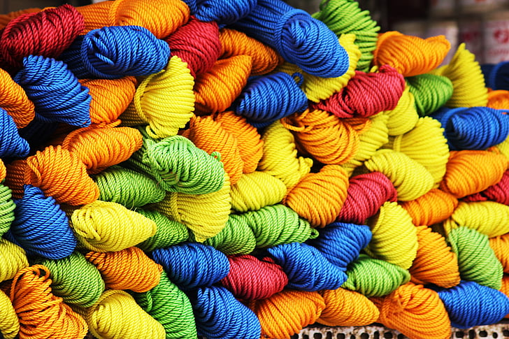 blu, rosso, thread, sacco, verde, filato, lana