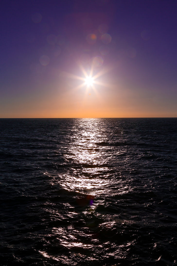 solskin, refleksion, vand, Ocean, havet, lys, solen
