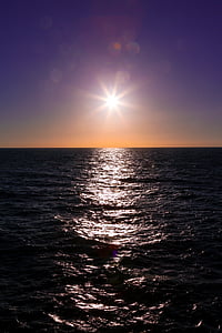 sonce, odsev, vode, Ocean, morje, svetlobe, sonce