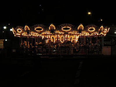 karusell, nattlampa, Park, Carnival
