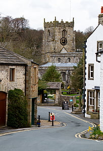 Gereja, Giggleswick, Yorkshire, arsitektur, desa, Inggris, Inggris