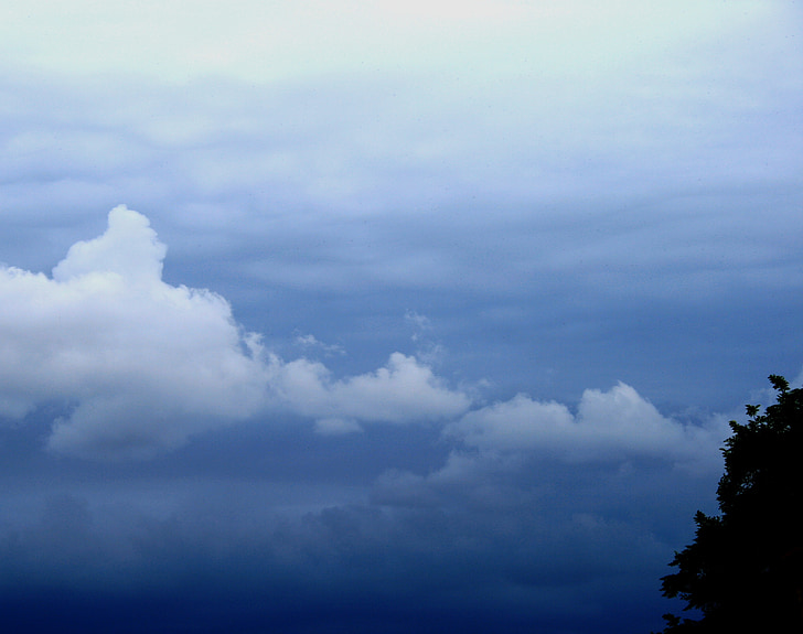 skyer, drivende, hvid, blå, afstand, nuancer, cool