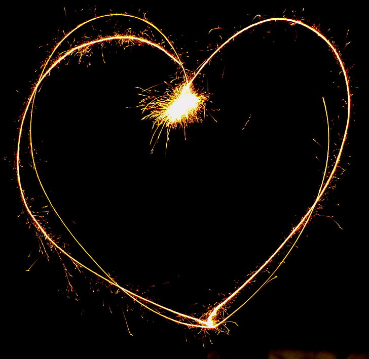 trái tim, Sylvester, pháo hoa, ngôi sao ném, sparkler, bật của năm, New year's eve
