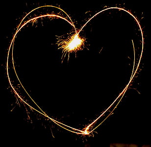heart, sylvester, fireworks, star thrower, sparkler, turn of the year, new year's eve