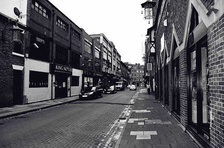 Street, utanför, staden, Newcastle, Storbritannien, liv, Road