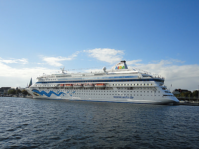 de la nave, Puerto, barco de pasajeros, Kiel, Mar Báltico, Aida, Aida cara