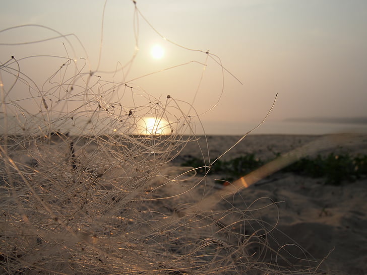 bian de Hai, redes de pesca, el sol de la tarde, naturaleza, Playa, mar
