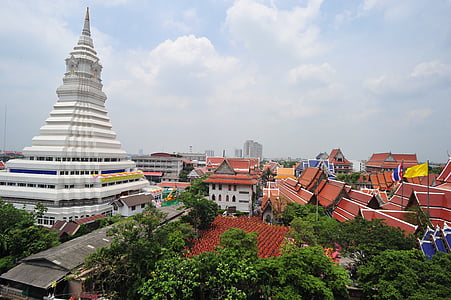 Bangkok, Pagoda, budisme, Tailàndia, ciutat, cobertes, cases