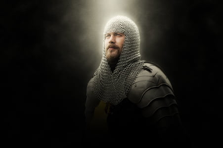 Ritter, Rüstung, Kettenhemd, im Mittelalter, historisch, Mann, Gesicht