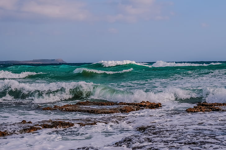 waves, sea, seascape, foam, nature, scenic, turquoise