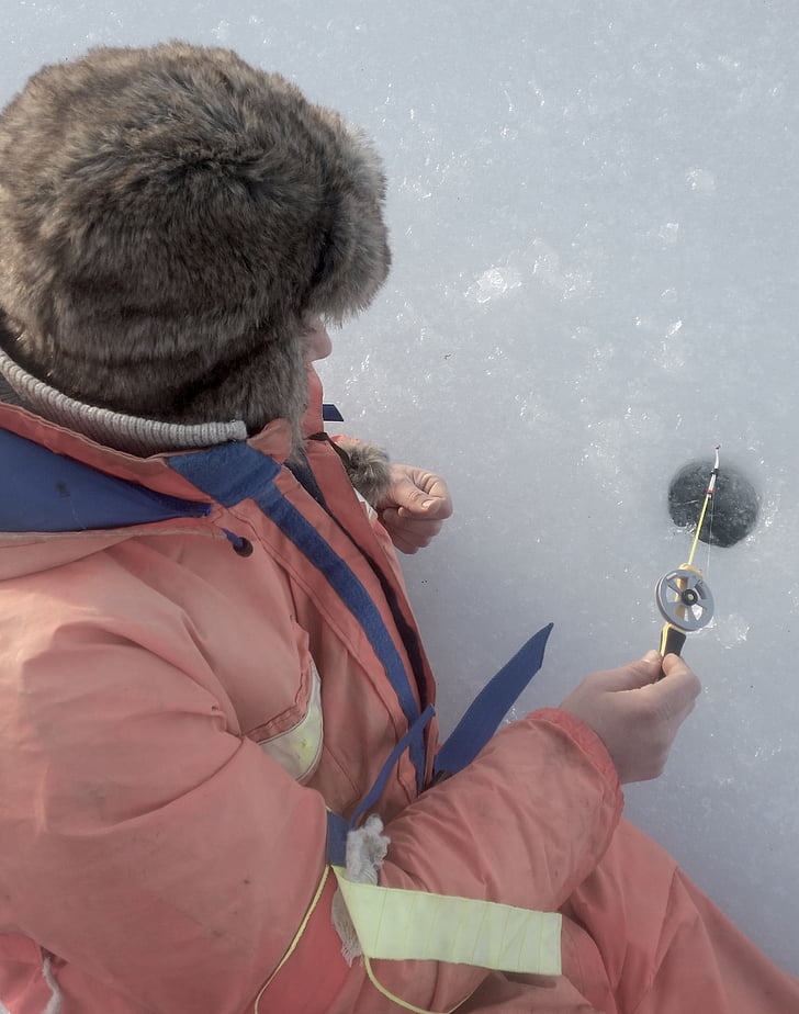 Риболов, Риболовът на лед, мъж, природата, лед, зимни, студено