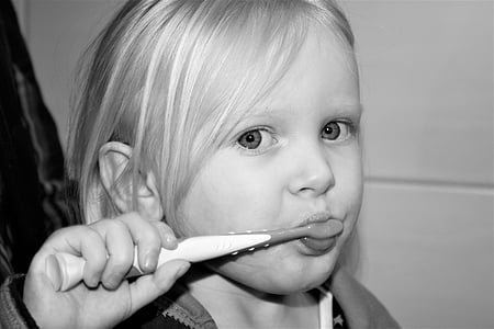 pusser tennene, tann, barn, zahnarztpraxis, fordypning bekymre, zahnreinigung, dental hygiene