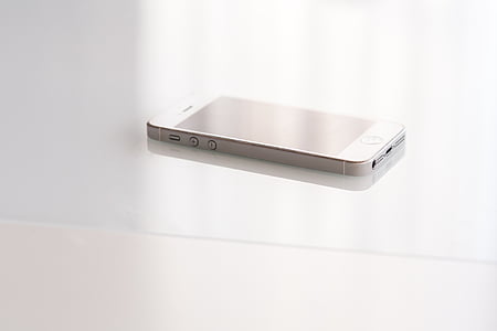 ezüst, iPhone, s, fehér, felület, Alma, technológia