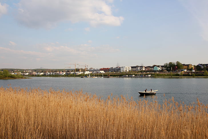 lake, rowing boat, peaceful, water, boot, bank, nature