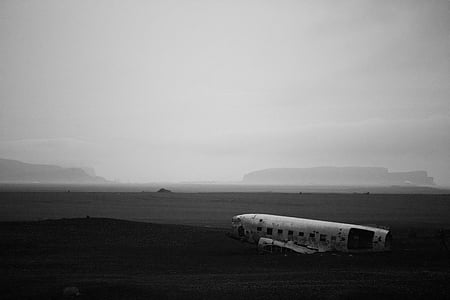 Crna, bijeli, Foto, avion, tijelo, pustinja, crno i bijelo
