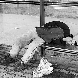 homeless, man, sleeping, drunk, social, people, society