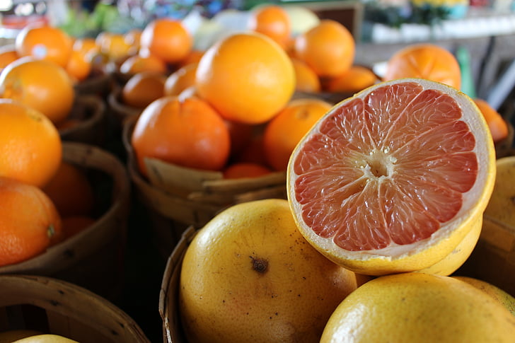 jeruk, petani pasar, segar, buah, pasar, Makanan, organik