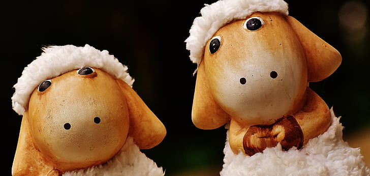 pecore, Deco, ceramica, carina, Figura, giocattolo morbido, lana
