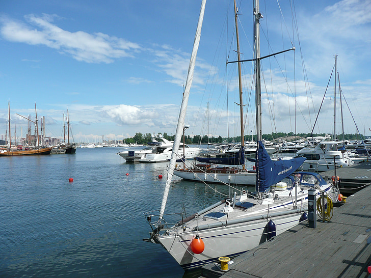 Finnország, Helsinki, Port, tengeri hajó, kikötő, tenger, Yacht