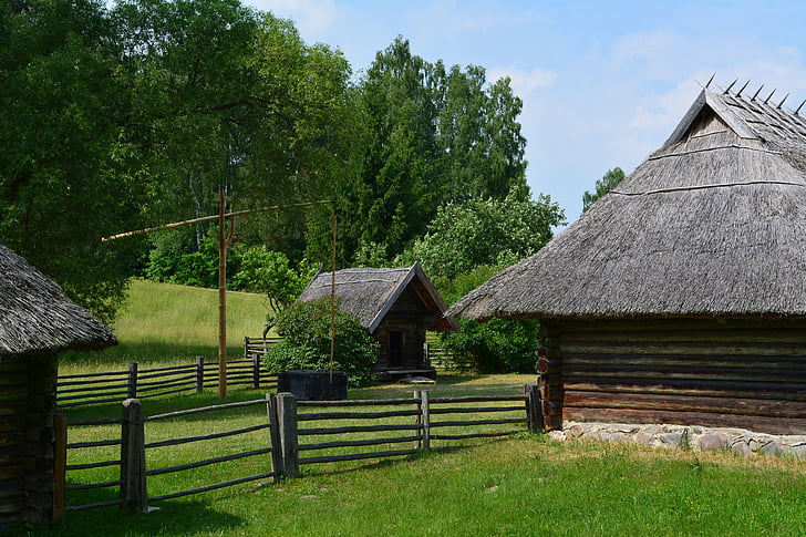 muzej na otvorenom, arhitektura, Litva, rumsiskes, zelenilo, selo, kuća