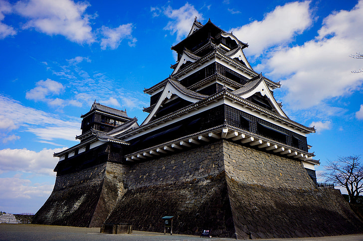 Japán, utazás, Fukuoka, Kumamoto kastélyt, építészet, híres hely, történelem