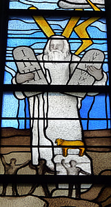 kostelní okno, 10 přikázání, Mojžíš, okno, barevné sklo, Bibli, víra