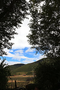 xinduqiao, Θιβέτ, μπλε ουρανό και άσπρα σύννεφα, βουνό, Δες