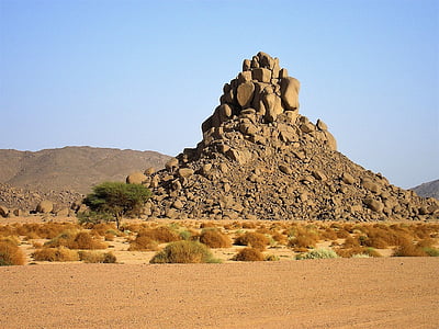 Argelia, desierto, Cairn, montaña, seco, naturaleza, arena