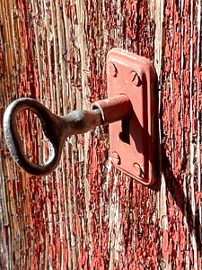 ključ, zaklepanje, Kmečka, vrata, rdeča, stari, Les - material