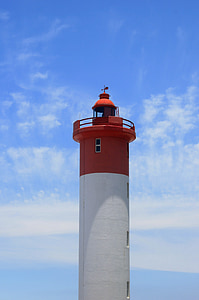 Lighthouse, Beacon, havet, høj, hvid, rød, vindue