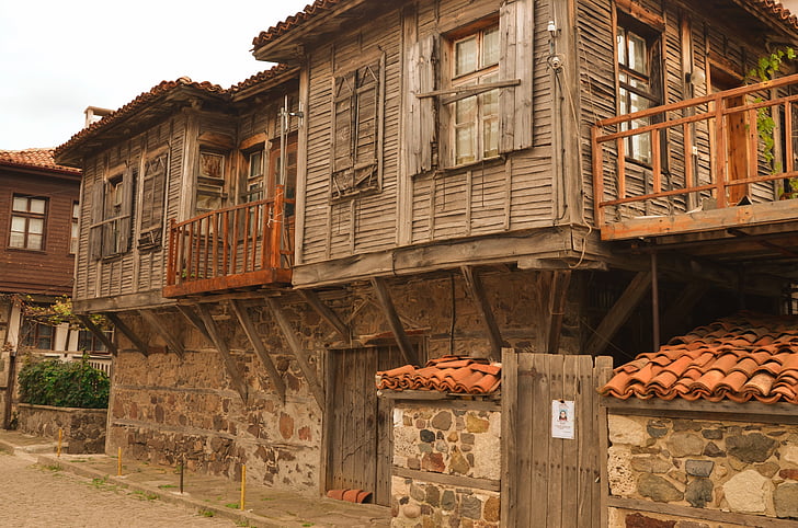 bulgaria, sozopol, city, street, old house, building exterior, architecture