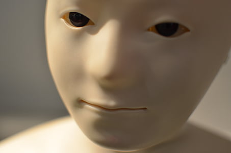 Humanoid, robot, ansikte, artificiell intelligens, efterlikna, mänskligt ansikte