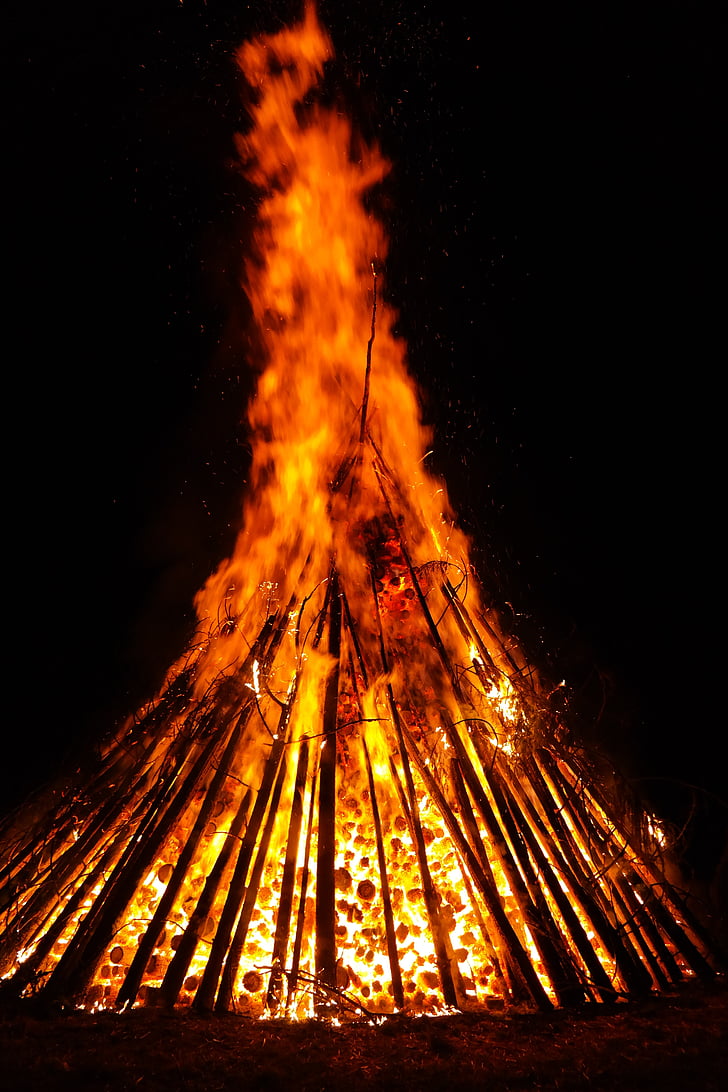 burn, burning, campfire, camping, dark, fire, flame