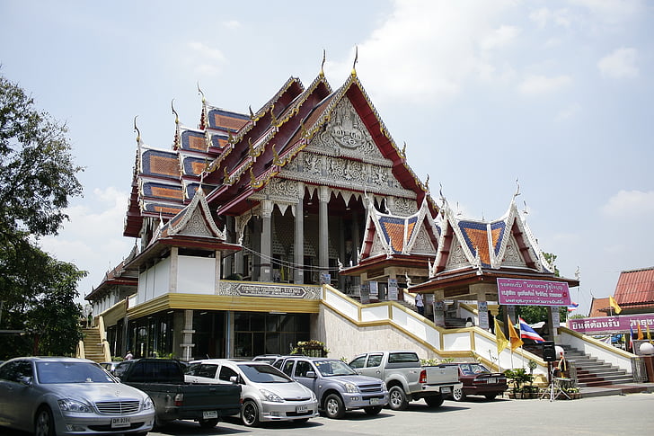 Tajlandski hram, sjenica, parkiralište, Azija, arhitektura, kultura, Budizam