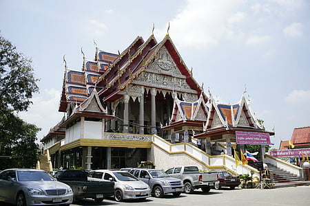Thai tempel, lysthus, parkeringsplassen, Asia, arkitektur, kulturer, buddhisme